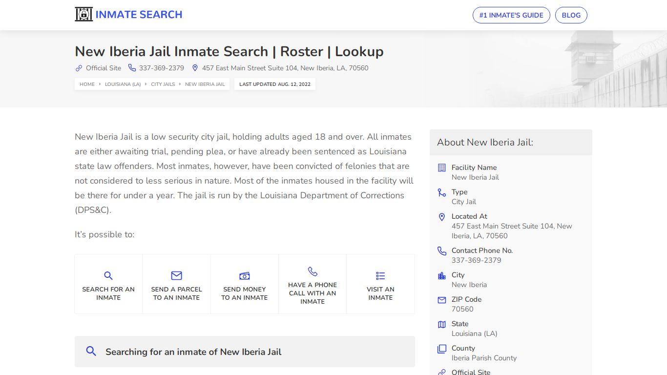 New Iberia Jail Inmate Search | Roster | Lookup